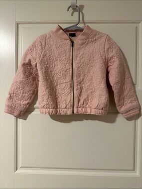 Baby GAP Quilted Flower Pattern Pink Zip Front Bomber Jacket